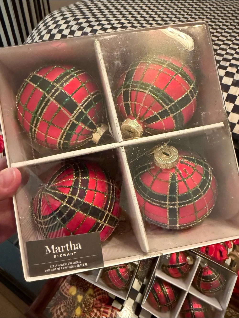 Martha Stewart Plaid ornaments